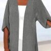 Vetements Azzlee | Occasionnel Solide Ete Demi Manche Cardigan Gris Clair