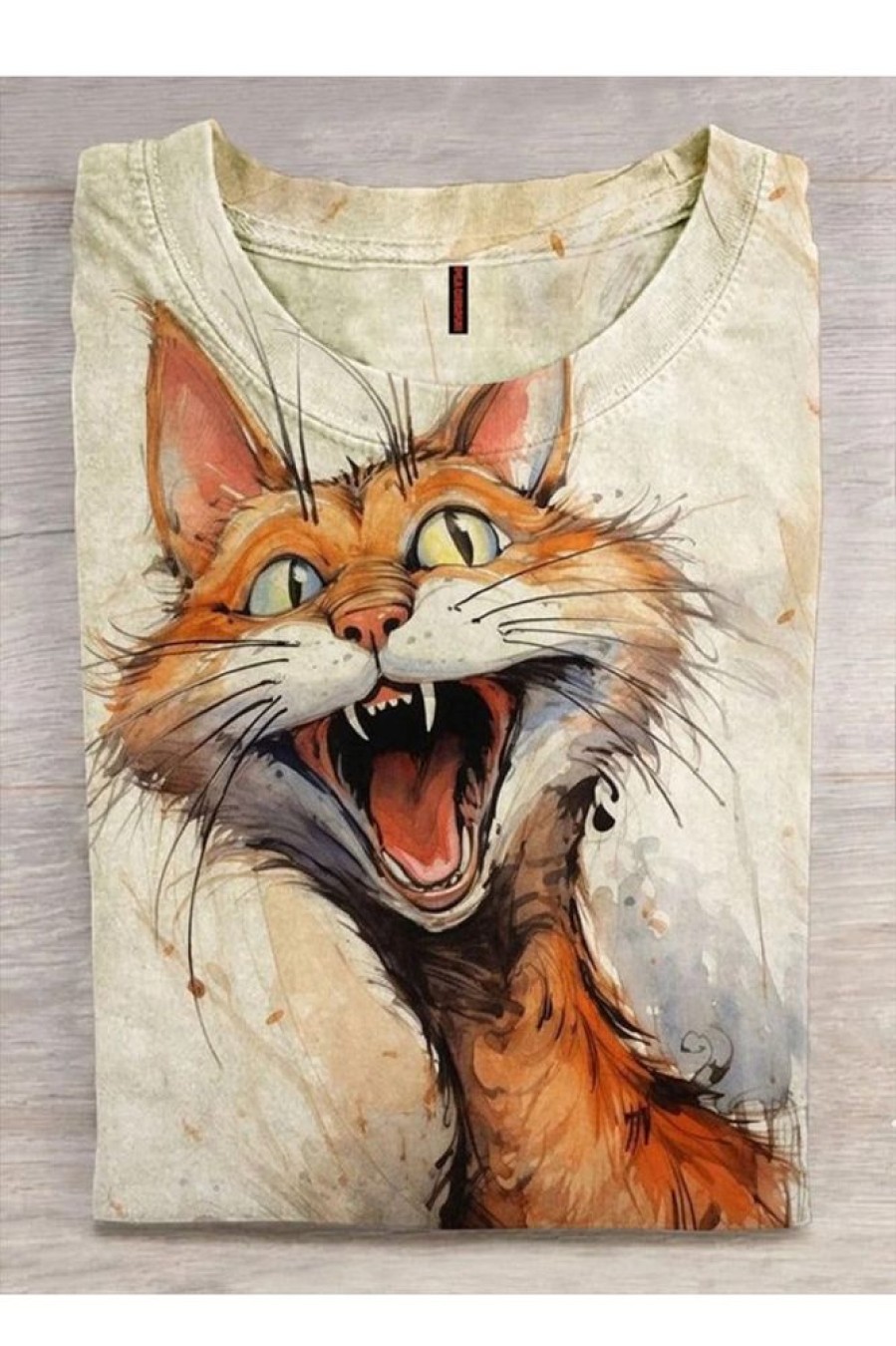 Vetements Azzlee T-Shirts | T-Shirt A Col Rond Avec Impression De Chat Mignon Multicolore