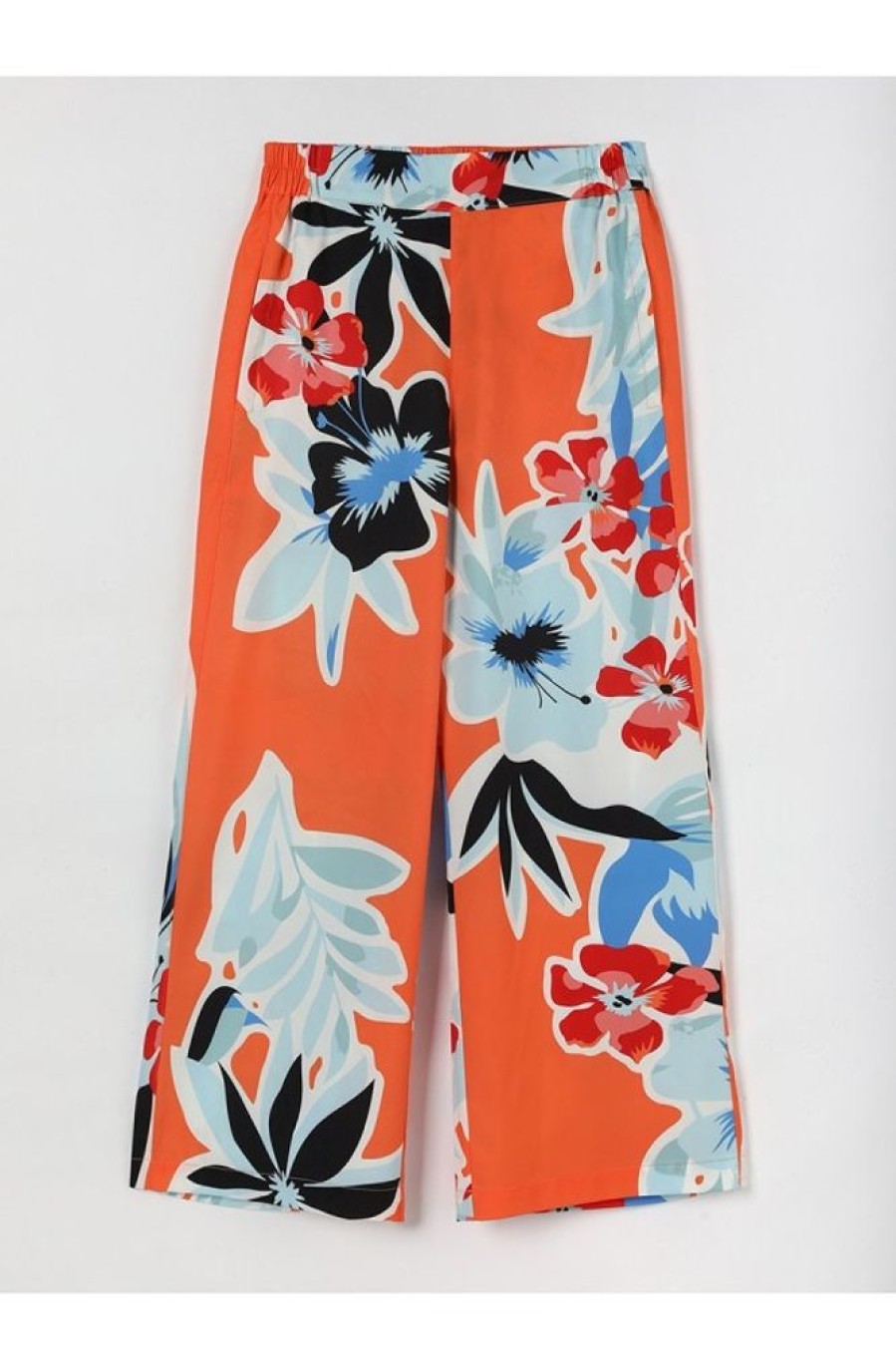 Vetements Azzlee Pantalon | Imprime Floral Decontractee Ete Pantalon Vermillion Aqua Multi