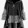 Vetements Azzlee | Gris Decontractee Manches Longues Patchwork Imprime Manteaus Grise