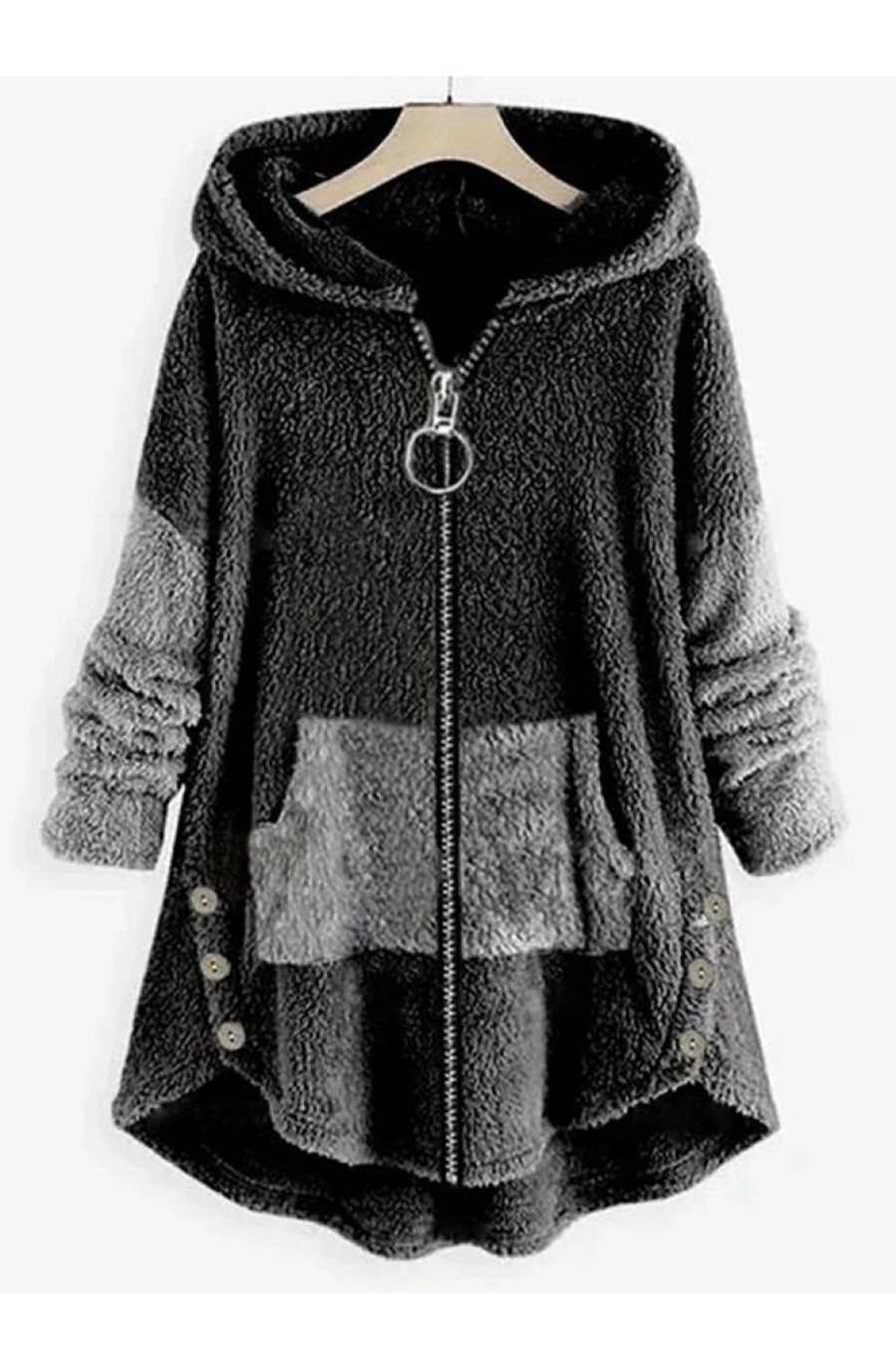 Vetements Azzlee | Gris Decontractee Manches Longues Patchwork Imprime Manteaus Grise