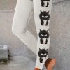 Vetements Azzlee Leggings | Leggings Decontractes Avec Impression Mignonne De Chat Grincheux Noir