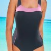 Vetements Azzlee Grande Taille | Maillot De Bain Une Piece Croise A Bordure Resistante Au Chlore French Rose