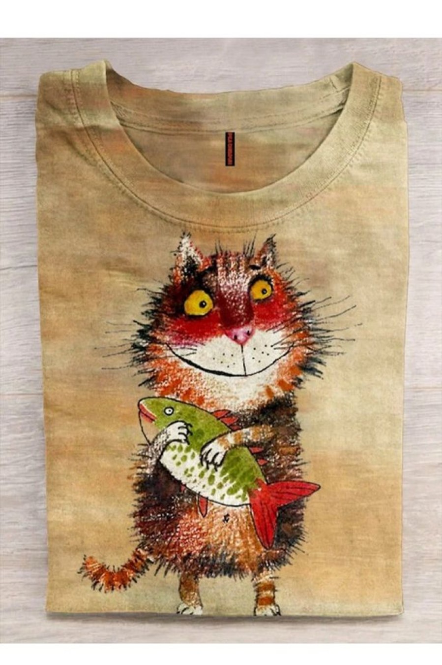 Vetements Azzlee T-Shirts | T-Shirt A Impression Artistique Adorable De Chat Multicolore