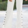 Vetements Azzlee Pantalon | Occasionnel Lache Plaine Pantalon Blanc