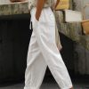 Vetements Azzlee | Decontractee Ceintures Ample Pantalon Avec Poches Blanc