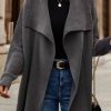 Vetements Azzlee Manteaux | Plaine Lache Col Chale Occasionnel Chandail Manteau Noir