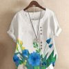 Vetements Azzlee Blouses Et Chemises | Decontractee Imprime Floral Col Rond Chemisier Blanc