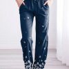 Vetements Azzlee | Decontractee Imprime Floral Pantalon Marine