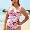 Vetements Azzlee Grande Taille | Maillot De Bain Une Piece Batik Tie Dye De Grande Taille Rose