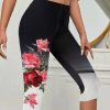 Vetements Azzlee | Occasionnel Imprime Floral Capri Leggings Noir