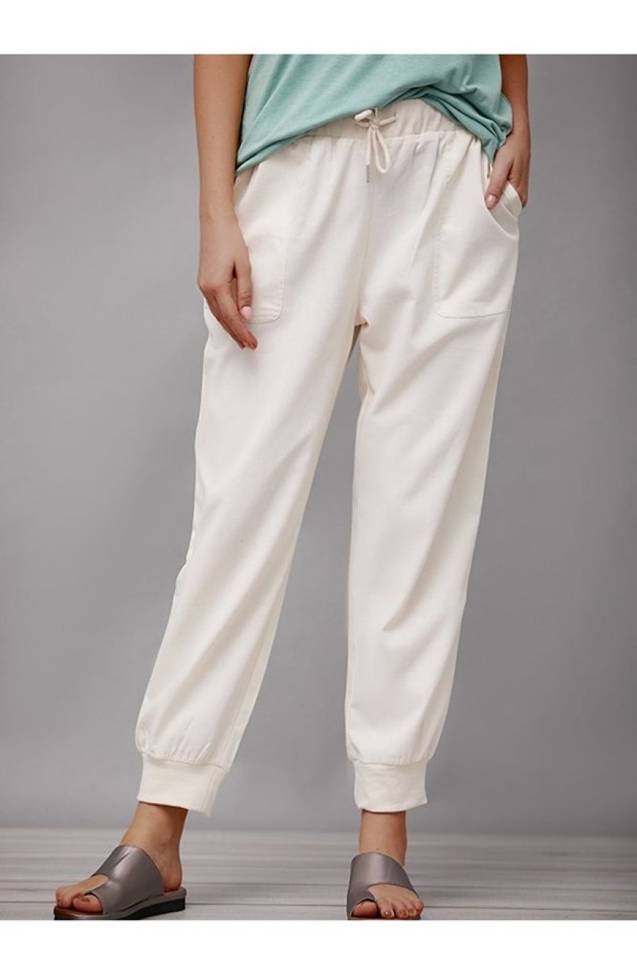 Vetements Azzlee | Solide Ceintures Avec Poches Decontractee Maigrichon Pantalon Beige