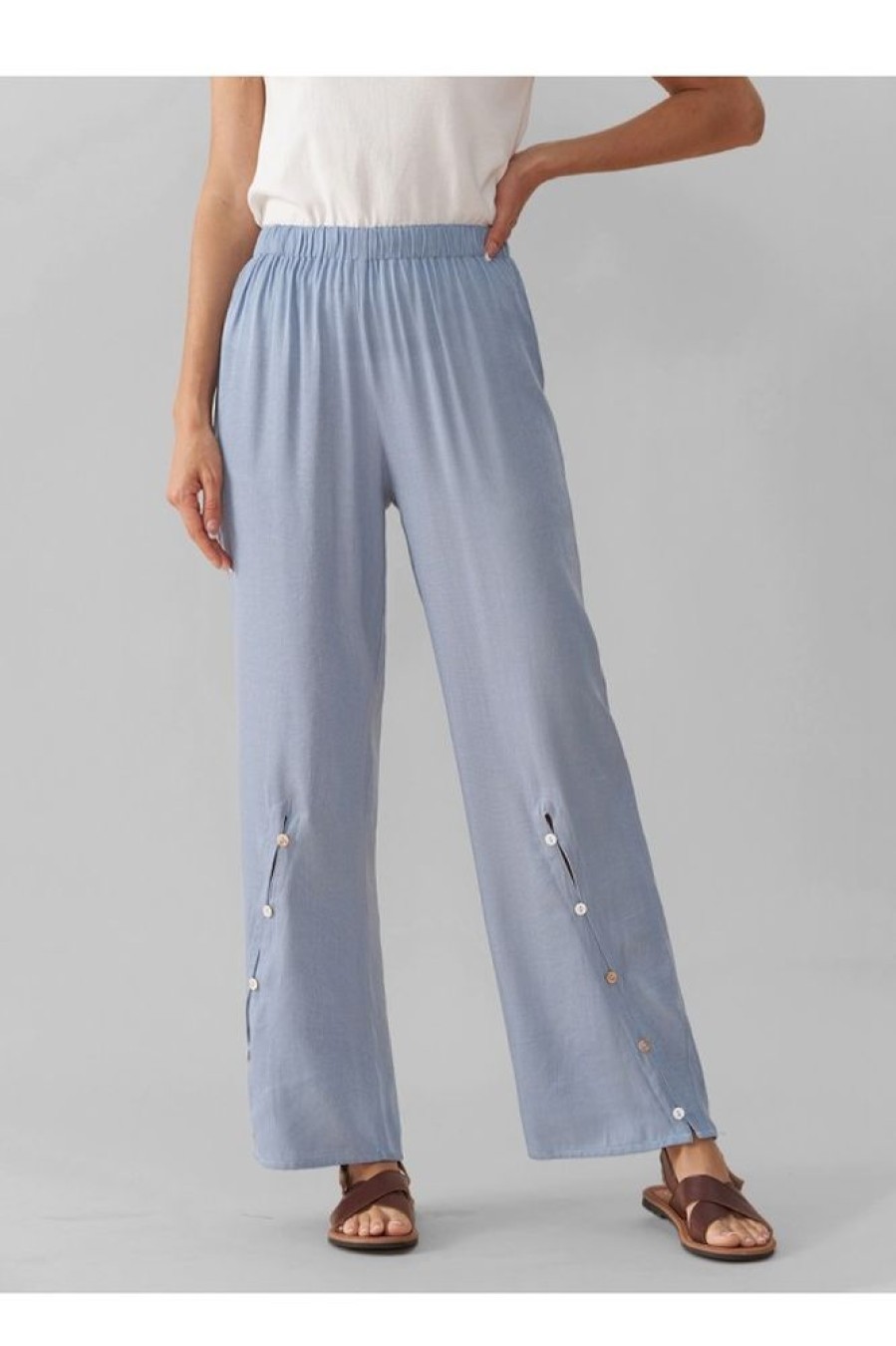 Vetements Azzlee Pantalon | Solide Avec Boutons Decontractee Pantalon