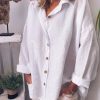 Vetements Azzlee | Doux Encolure A Col Plaine Boutons Decontractee Manches Longues Chemisier