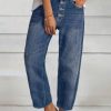 Vetements Azzlee | Decontractee Bouton Poches Denim Pantalon Bleu