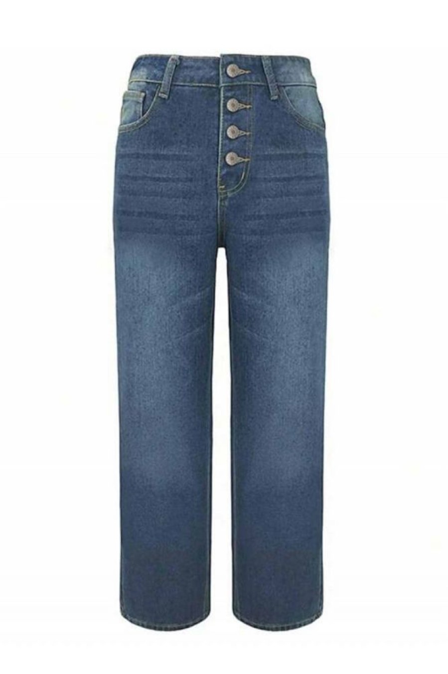 Vetements Azzlee | Decontractee Bouton Poches Denim Pantalon Bleu