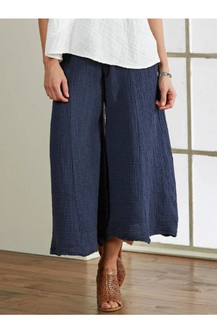 Vetements Azzlee | Occasionnel Solide Plaine Lache Pantalon Bleu