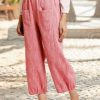 Vetements Azzlee Pantalon | Decontractee Solide Ete Neuvieme Pantalon Rose