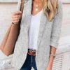 Vetements Azzlee Vestes | Unique Gris Plaine Manches Longues Blazer Veste Grise