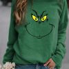 Vetements Azzlee Sweats Et Sweats A Capuche | Decontractee Graphique Hauts Col Rond Manches Longues Imprime Animalier Sweats Vert