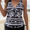 Vetements Azzlee Tankini | Ensemble Tankini Imprime A Col Plongeant Black&White