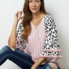 Vetements Azzlee Blouses Et Chemises | Decontractee Ete Manches 3/4 Col En V Pampille Leopard Rayure Imprime Chemise Rose