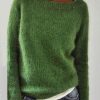 Vetements Azzlee Pulls Et Cardigans | Pull Tricote A Col Rond Et Manches Longues Vert