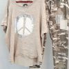 Vetements Azzlee | Femme Camouflage Imprime Decontractee Costume Deux Pieces Kaki