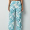 Vetements Azzlee Pantalon | Feuilles De Palmier Aquatique Decontractee Pantalon Avec Boutons Aqua Palm