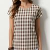 Vetements Azzlee Blouses Et Chemises | Plaid Decontractee Ete Col Rond Haut Cider Multi