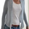 Vetements Azzlee Pulls Et Cardigans | Gris Decontractee Hauts Manches Longues Solide Evider Cardigan Grise