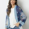 Vetements Azzlee Blouses Et Chemises | Imprime Floral Col A Revers Manches Longues Haut Bleu