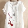 Vetements Azzlee | Imprime Floral Bouton Manches Courtes T-Shirt Blanc