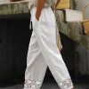 Vetements Azzlee | Decontractee Solide Dentelle Elegant Pantalon Blanc