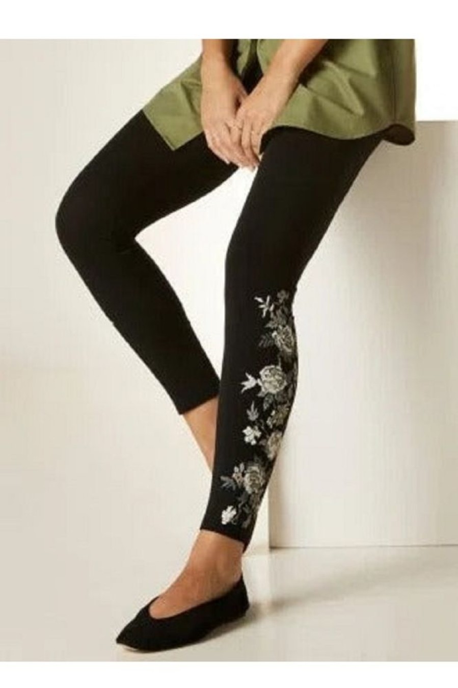 Vetements Azzlee | Occasionnel Imprime Floral Leggings Noir