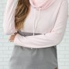 Vetements Azzlee Sweats Et Sweats A Capuche | Couleur Unie Epissage Decontractee Sweat-Shirt Rose