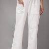 Vetements Azzlee | Coton Couleur Unie Avec Poches Decontractee Pantalon Blanc