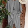 Vetements Azzlee | Couleur Unie Manches Courtes Decontractee Costume Deux Piecess Gris