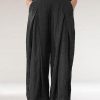 Vetements Azzlee | Vintage Solide Avec Poches Decontractee Jambe Large Pantalon