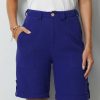 Vetements Azzlee | Marine Bleu Solide Poches Boutons Shorts Bleu Marine