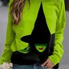 Vetements Azzlee Sweats Et Sweats A Capuche | Sweatshirt Decontracte A Col Rond Et Blocs De Couleur Pour Halloween Vert