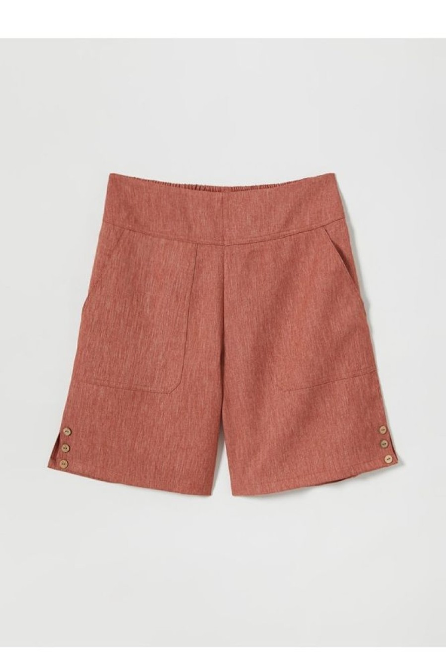 Vetements Azzlee Shorts | Solide Decontractee Shorts Avec Poche Rouge