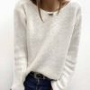 Vetements Azzlee Pulls Et Cardigans | Plaine Col Rond Manches Longues Chandail Blanc