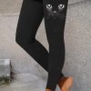 Vetements Azzlee Leggings | Leggings Decontractes Avec Impression Des Caracteristiques Faciales Mignonnes De Chat Noir