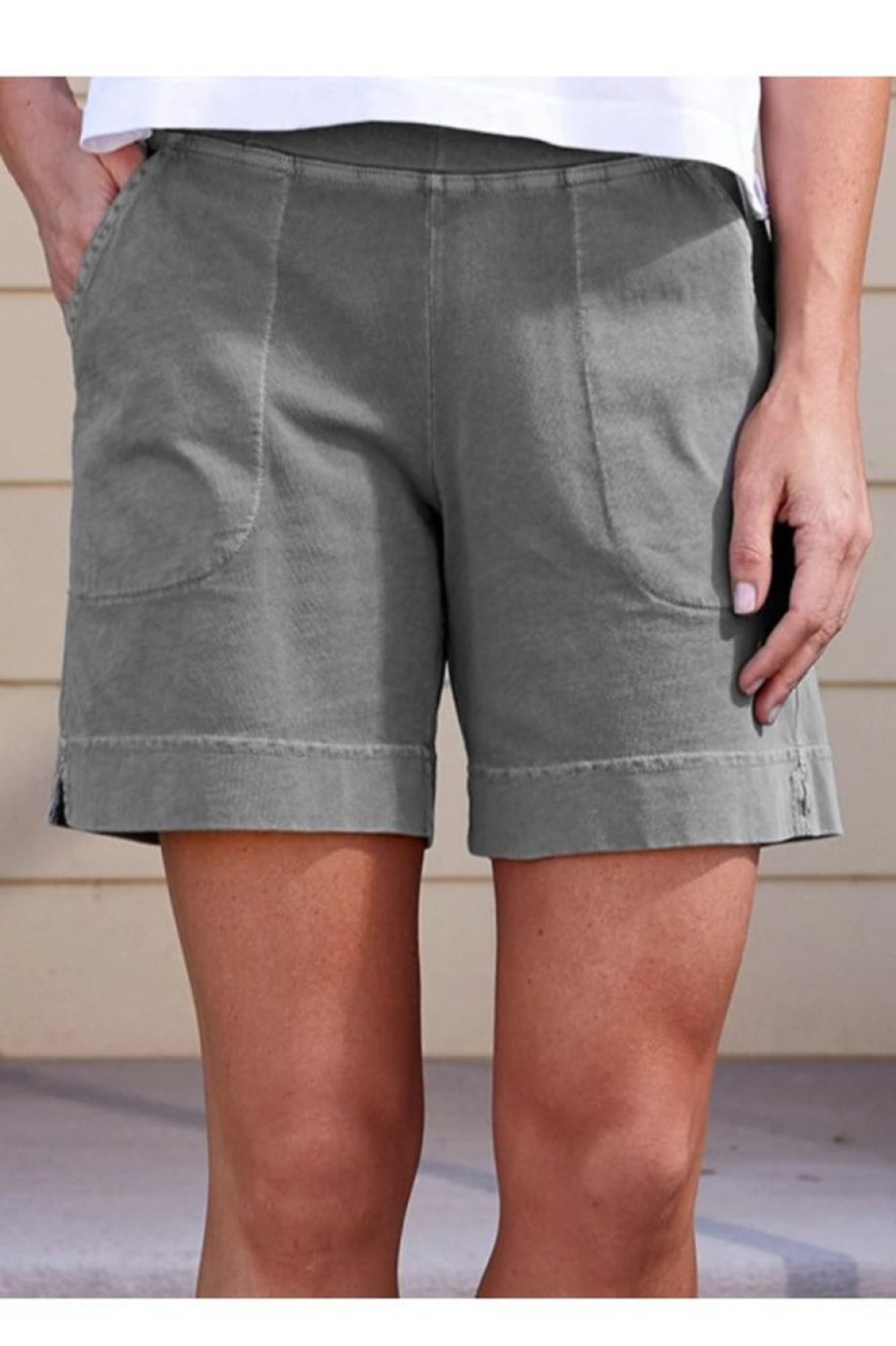 Vetements Azzlee | Gris Decontractee Solide Shorts Avec Poches Grise