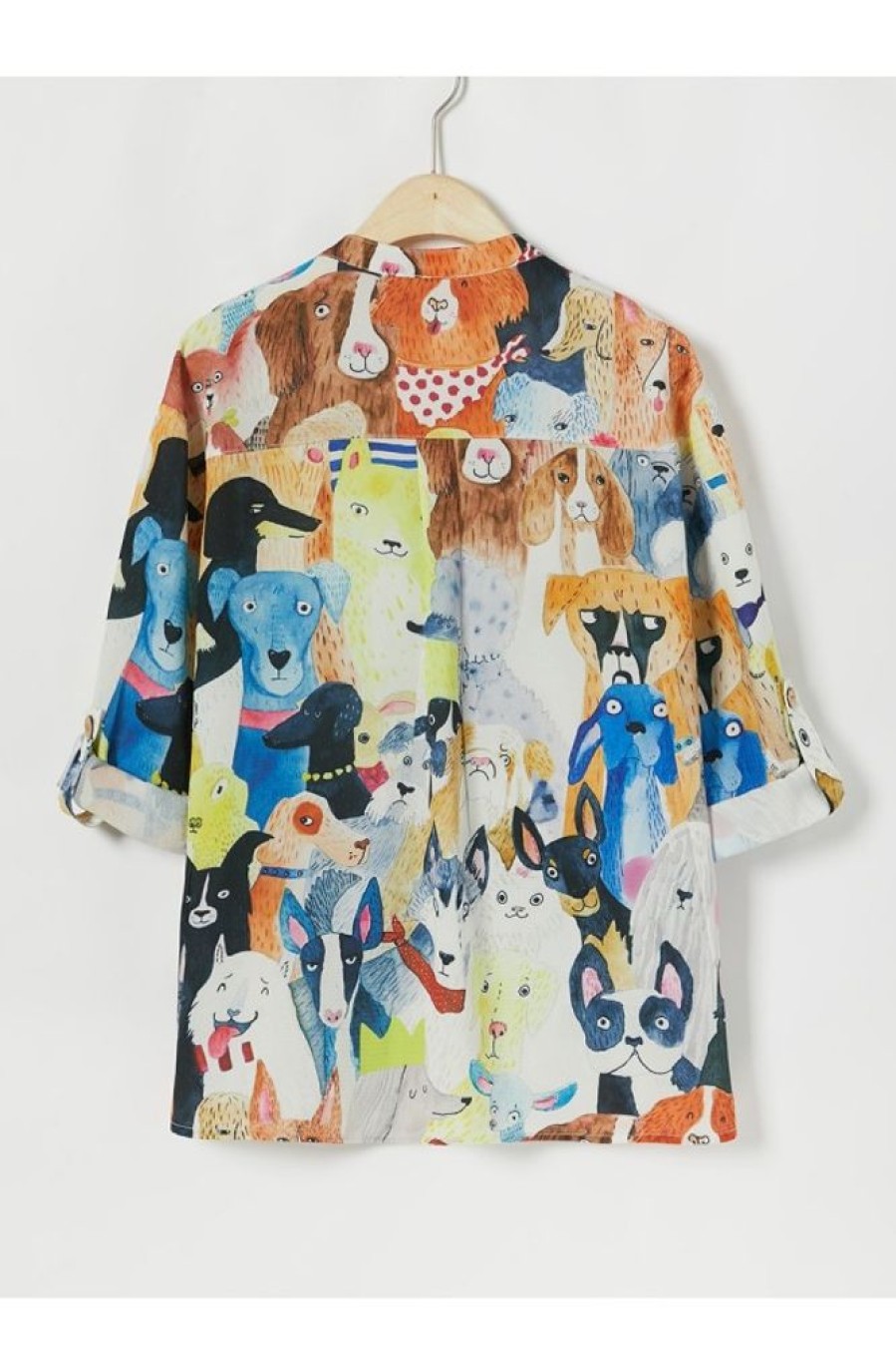 Vetements Azzlee Blouses Et Chemises | Animal Boutons Col En V Manches Longues Chemise Bleu