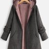 Vetements Azzlee Manteaux | Solide Toison Encapuchonne Manches Longues Epais Manteau