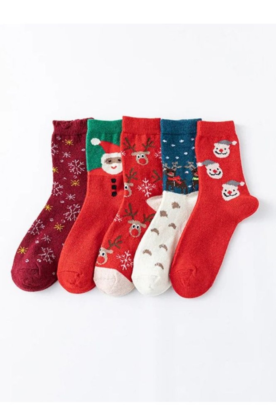 Accessoires Azzlee | Chaussettes Mi-Mollet De Noel Avec Bonhomme De Neige Et Elans Dans Une Boite Comme Image