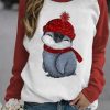 Vetements Azzlee Sweats Et Sweats A Capuche | Femme Imprime Pingouin Sweat-Shirt Rouge