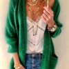 Vetements Azzlee Pulls Et Cardigans | Occasionnel Plaine Manches Longues Chandail Cardigan Vert